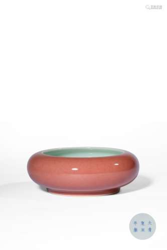 A PEACHBLOOM-GLAZED BRUSHWASHER,MARK AND PERIOD OF KANGXI