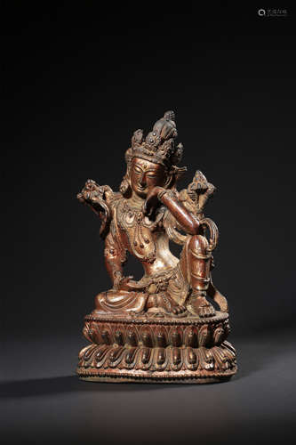 A GILT-BRONZE FIGURE OF TARA,QING DYNASTY