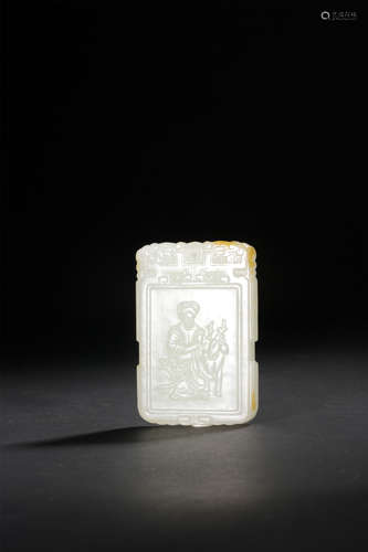 A CARVED WHITE JADE ‘POEM’PENDANT,QING DYNASTY