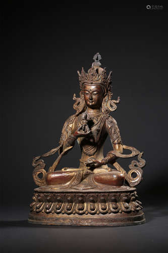 A GILT-BRONZE FIGURE OF VAJRADHARA,QING DYNASTY