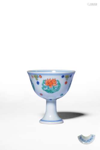 A DOUCAI‘FLOWER’STEMCUP,MARK AND PERIOD OF CHENGHUA