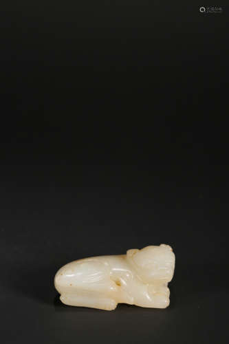 A WHITE JADE MYTHICAL BEAST,QING DYNASTY