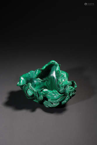 A MALACHITE LOUTUS LEAF WASHER,QING DYNASTY