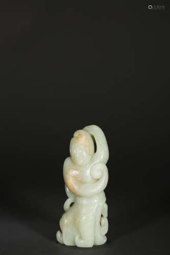 A WHITE JADE‘HUREN’CARVEING,QING DYNASTY