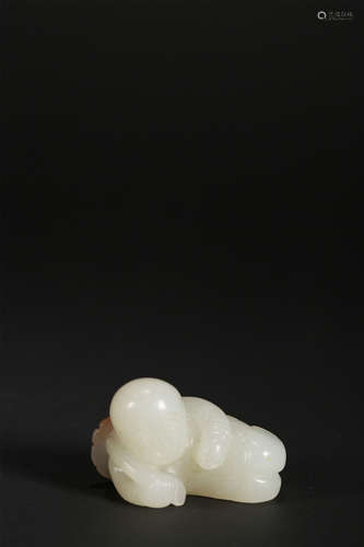 A WHITE AND RUSSET JADE BOY,QING DYNASTY