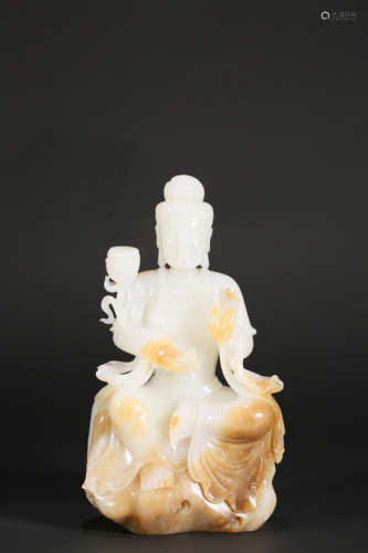 A WHITE JADE GUANYIN,QING DYNASTY