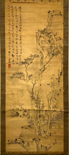 「藍瑛」画 山水図 軸