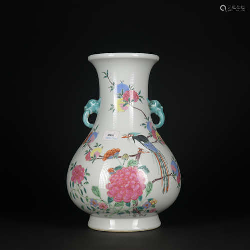 A famille-rose 'floral and birds' vase