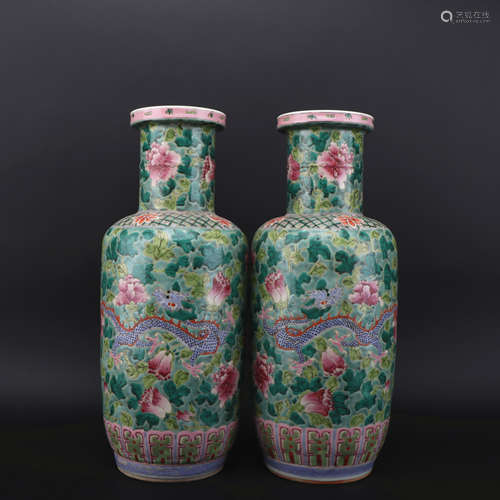 A pair of famille-rose 'floral' vase