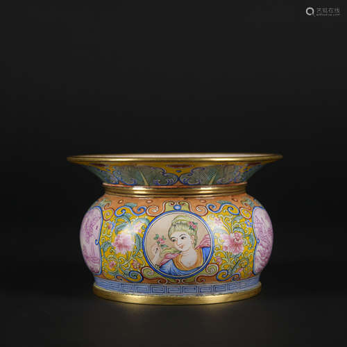 An enamel 'figure' bowl