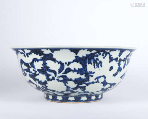 A blue and white 'bats' bowl
