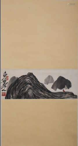 A Qi baishi's landscape square painting