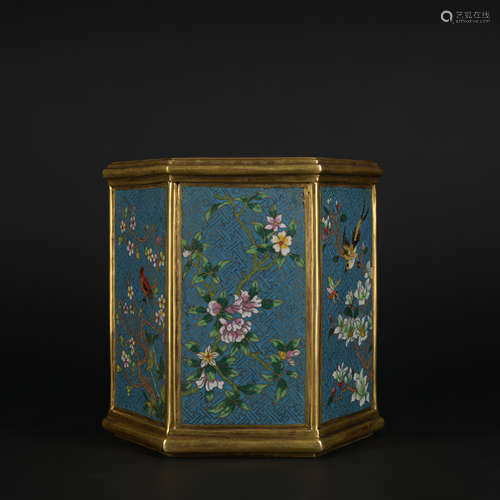 A Cloisonne enamel 'floral' pen container