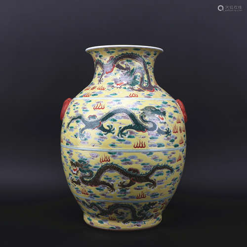 A famille-rose 'dragon' vase