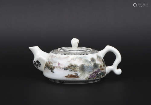 A famille-rose 'landscape' teapot