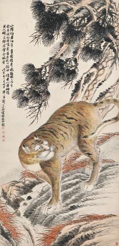 任伯年（1840-1895）、胡公壽 （1823-1886） 松石猛虎合壁圖