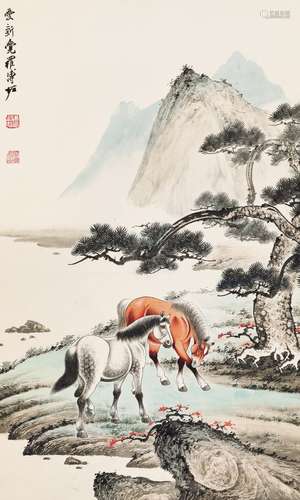 溥佐（1918-2001） 雙駿圖