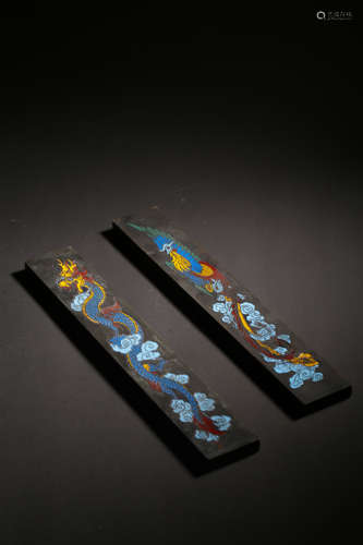 A CLOISONNE ENAMEL SCROLL WEIGHT,QING DYNASTY