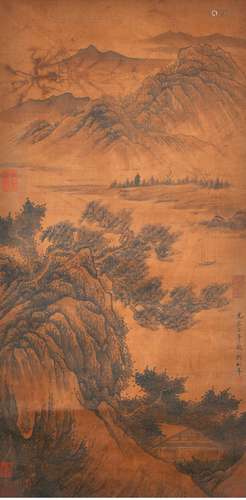 A LANDSCAPE PAINTING 
SILK SCROLL
LIU SONGNIAN MARK