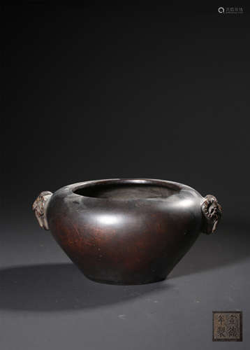 A BRONZE MORTAR-SHAPED CENSER,XUANDE MARK,QING DYNASTY