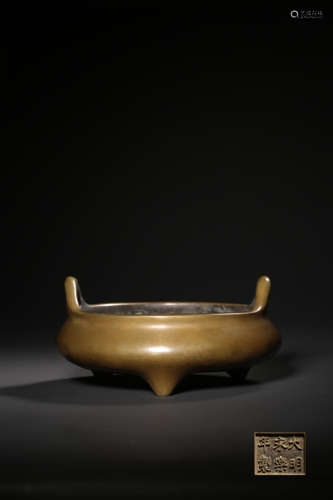 A BRONZE CENSER,YONGLE MARK QING DYNASTY