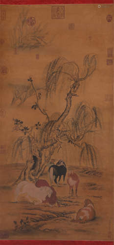 A LANDSCAPE PAINTING 
SILK SCROLL
LANG SHINING MARK