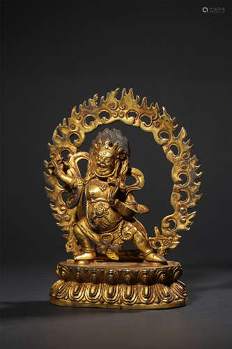 A GILT-BRONZE FIGURE OF VAJRADHARA,QING DYNASTY