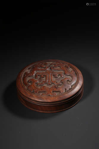 A HUANGHUALI ‘DRAGON’BOX ADN COVER,QING DYNASTY