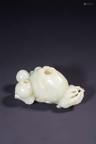 A WHITE JADE DOUBLE FINGER CITRON WASHER,QING DYNASTY