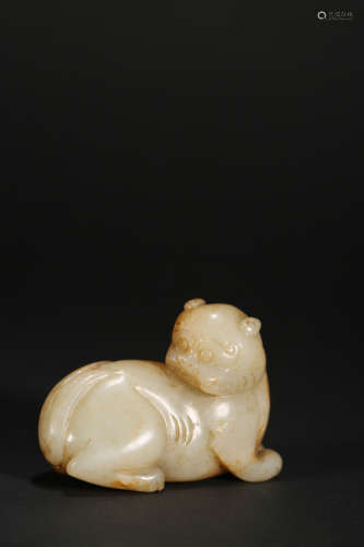 A WHITE JADE MYTHICAL BEAST,QING DYNASTY