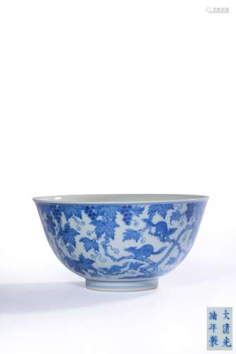 A BLUE AND WHITE BOWL,MARK AND PERIOD OF GUANGXU