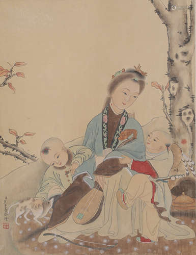 A FIGURE PAINTING 
SILK SCROLL
JIAO BINGZHEN MARK