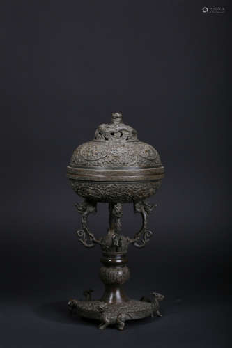 A BRONZE CENSER AND COVER ,QING DYNASTY