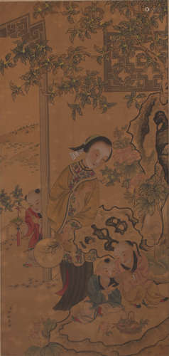 A FIGURE PAINTING 
SILK SCROLL
LENG MEI MARK