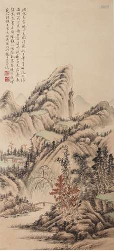 A LANDSCAPE PAINTING 
PAPER SCROLL
XI GANG MARK