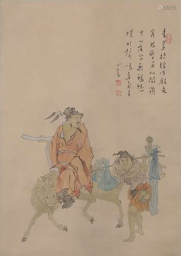 A FIGURE PAINTING 
PAPER SCROLL
FU XINSHE MARK