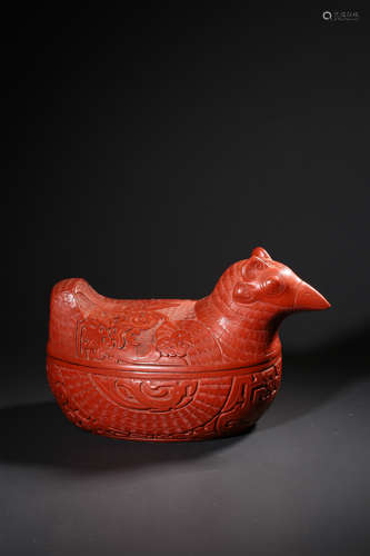 A CARVED CINNABAR LACQUER BOX AND COVER,QIANLONG PERIOD