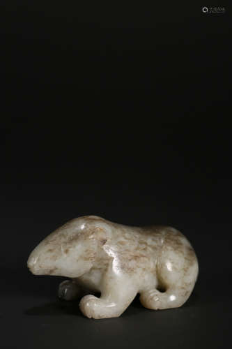 A WHITE JADE BEAR,QING DYNASTY