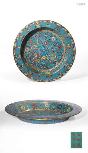 A CLOISONNE ENAMEL DISH,QING DYNASTY