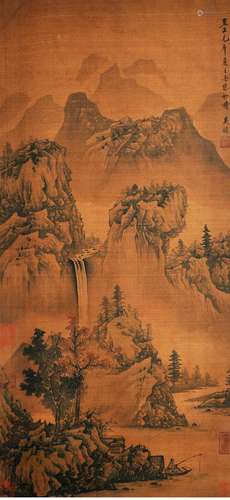 A LANDSCAPE PAINTING 
SILK SCROLL
WU ZHEN MARK