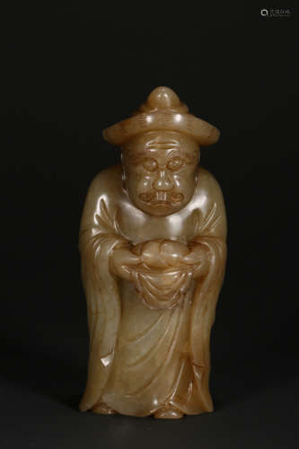 A WHITE JADE FIGURE,QING DYNASTY