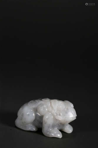 A WHITE JADE FROG,QING DYNASTY
