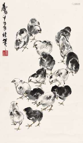 黃冑（1925 -1997） 群雞圖