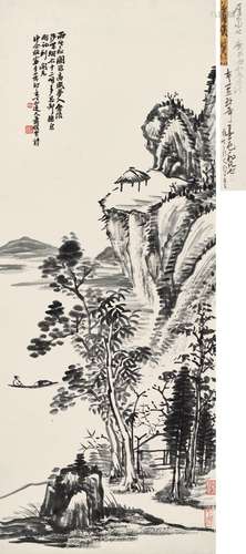 蕭俊賢（1865-1949） 水墨山水軸