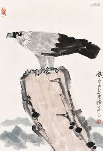 吳作人（1908 -1997 ）鷹石圖