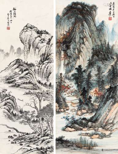 伏文彥（ b . 1920）、徐雯波 山水兩幅