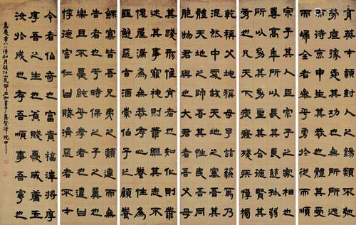 鄧石如（1743-1805） 隸書詩文六屏條