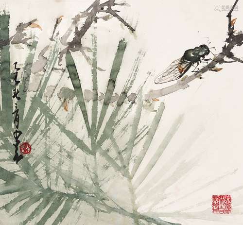 趙少昂（1905 -1998）柳蟬圖