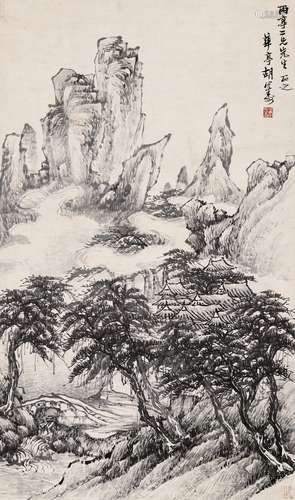 胡公壽（1823 -1886）松石圖