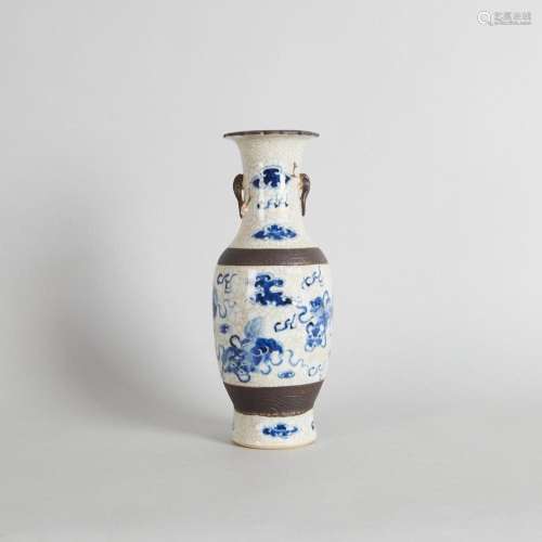 A Chinese Qing Dynasty Blue and White 'Lion' Vase wi...